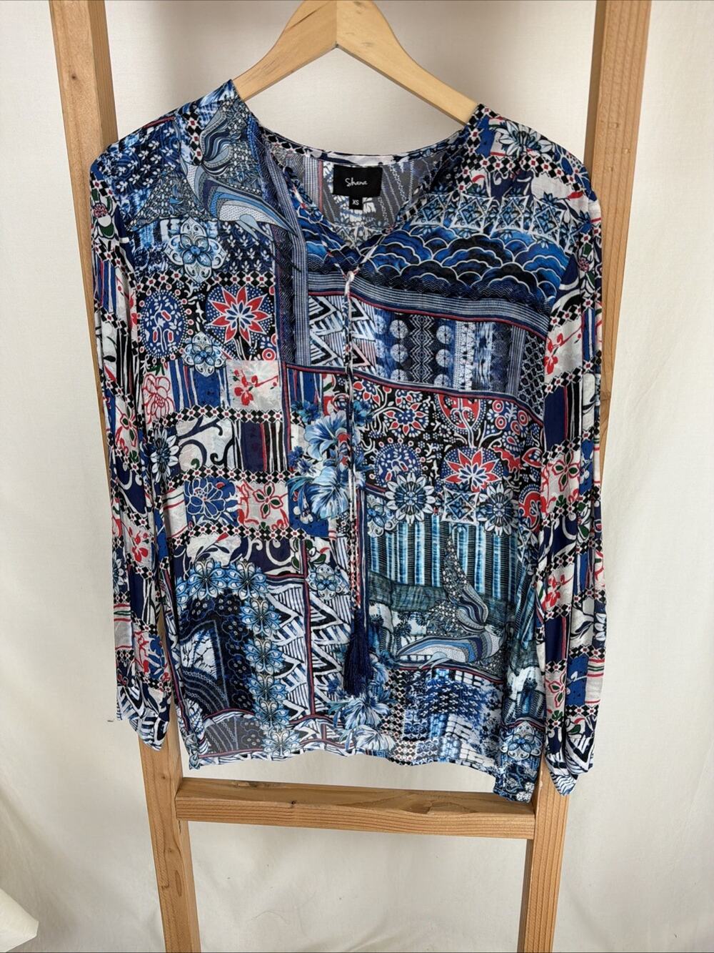 NWT Shana Mulitcolor 100% Viscose SILK Tunic Top #1001 Size XSmall